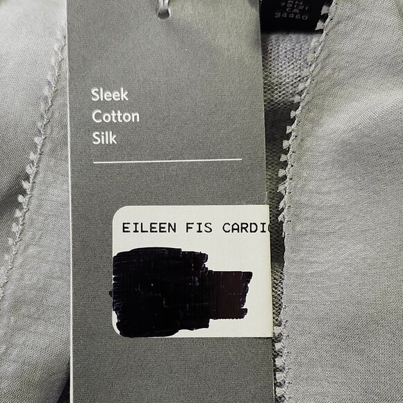 Eileen Fisher Women's Silver Cotton Cardigan W/Silk Edging Size Large - Picture 5 of 9